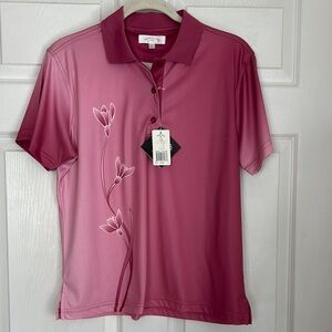 NEW MONTEREY CLUB Moisture Wicking Dry Swing Pink Golf  Polo Shirt size Large
